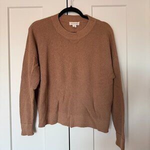 Treasure & Bond Thermal Waffle Knit Brown Crewneck Sweater, Size Large
